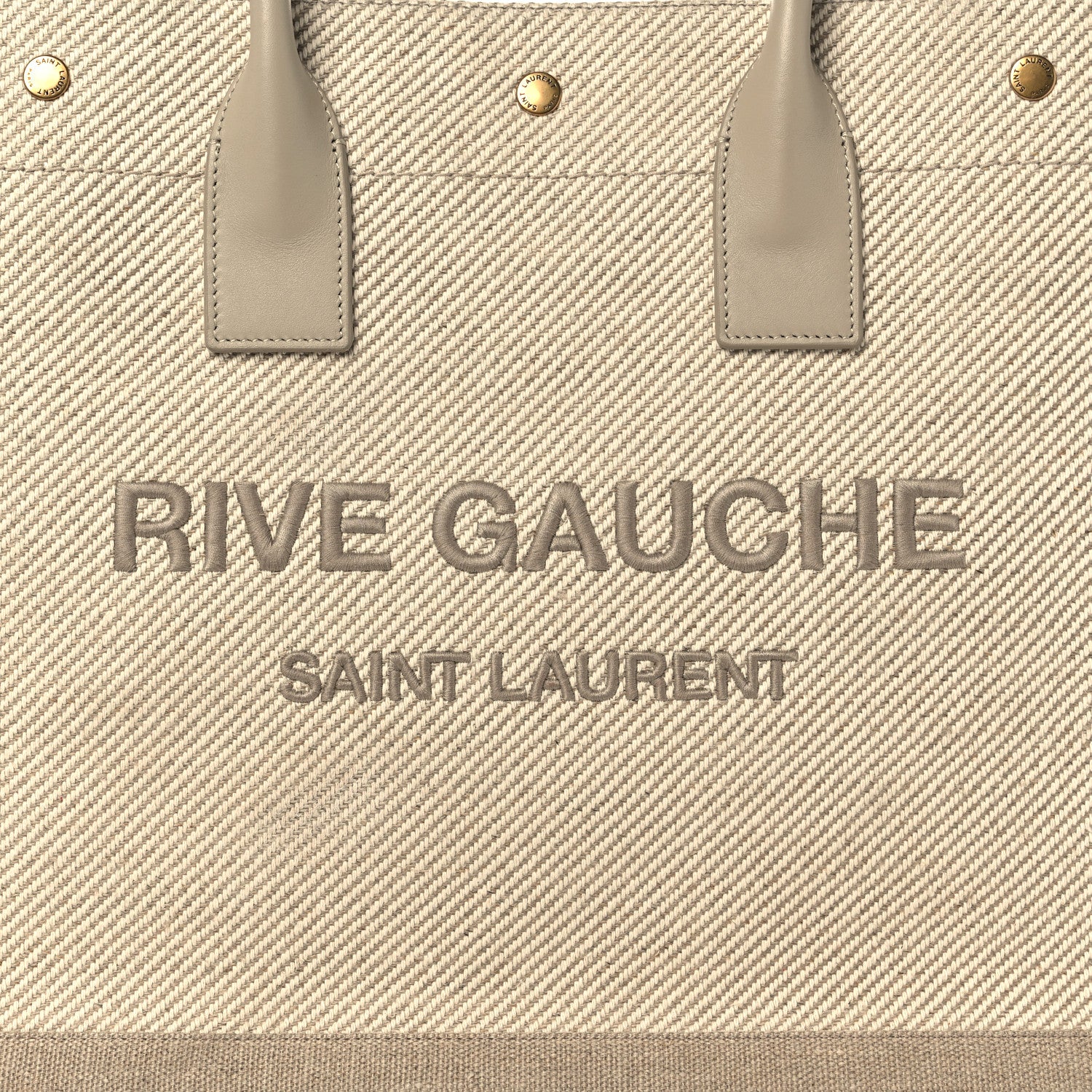 Saint Laurent Linen Calfskin Small Rive Gauche Tote Beige Sea Salt 8 of 12