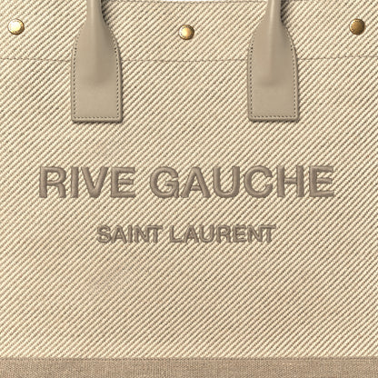 Saint Laurent Linen Calfskin Small Rive Gauche Tote Beige Sea Salt 8 of 12