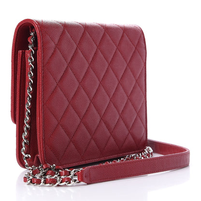 Chanel Caviar Quilted Square Wallet On Chain WOC Dark Red 3 of 13