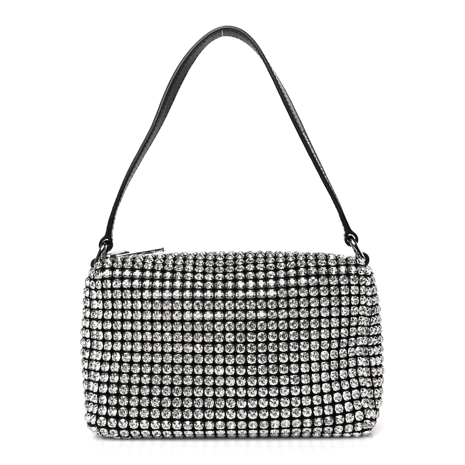 Alexander Wang Mesh Crystal Rhinestone Mini Heiress Pouch Black Silver 1 of 9