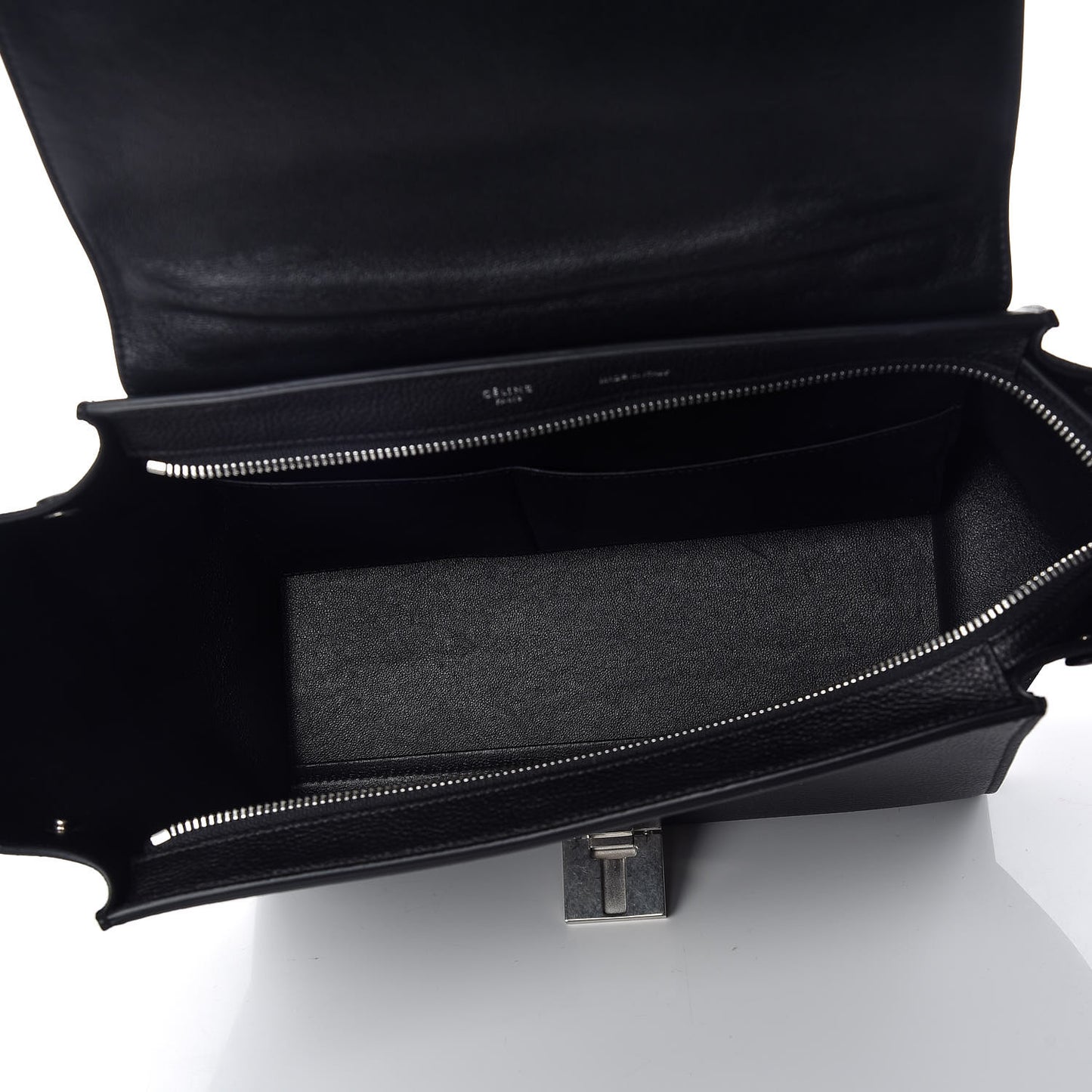 Drummed Calfskin Suede Small Trapeze Black