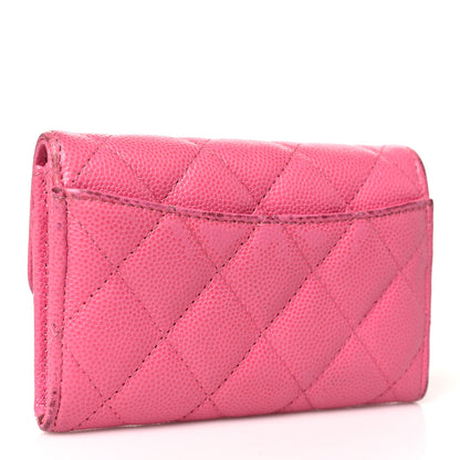 Chanel Caviar Quilted Flap Card Holder Wallet Pink 3 of 15