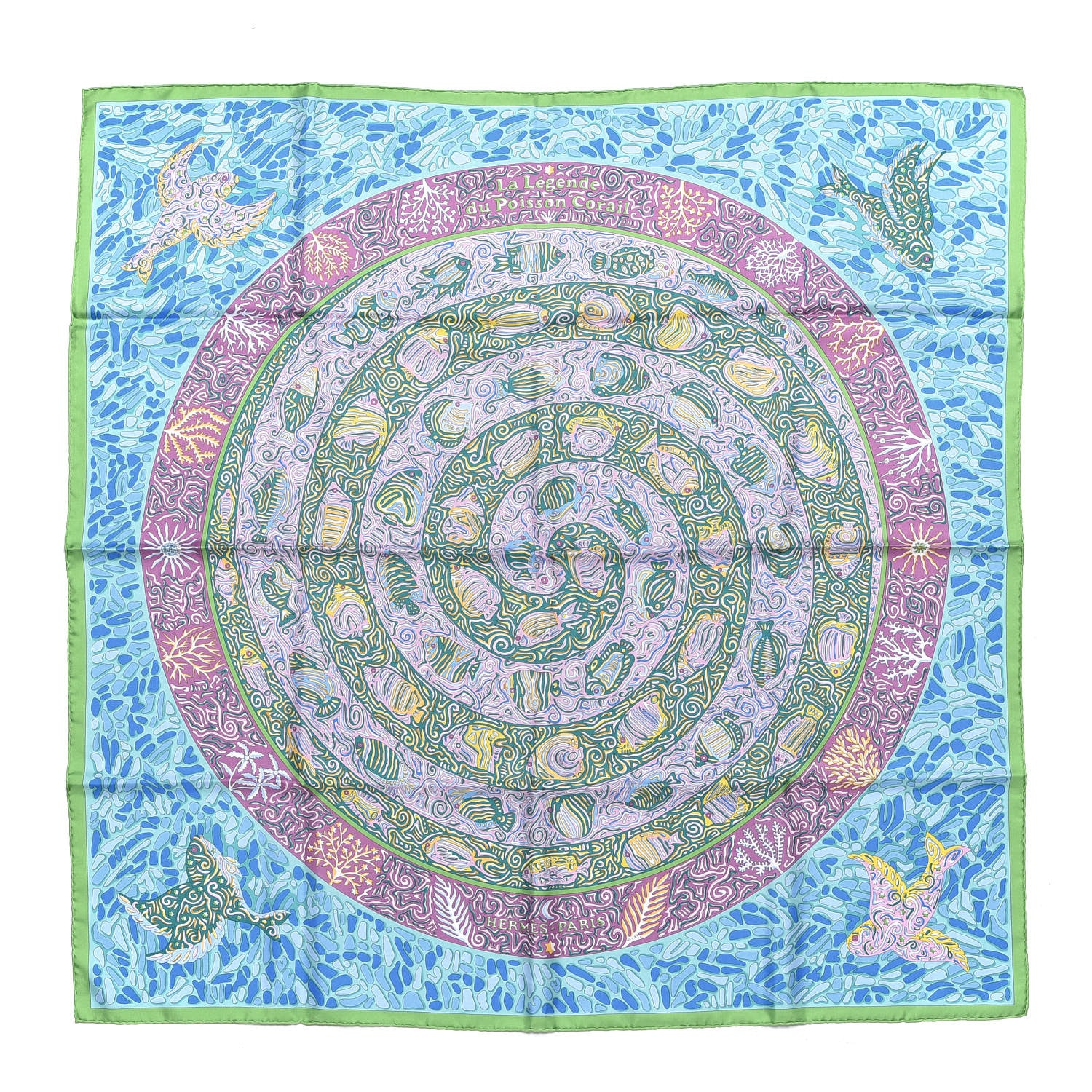 Hermes Silk La Legende Du Poisson Corail Scarf 90 1 of 4