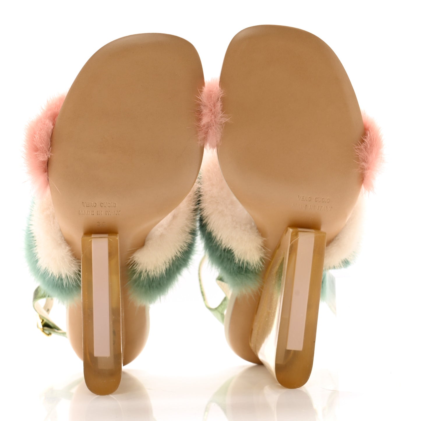 Mink Ayers Lucite Fendi First 95mm Sandals 38 Bellini Hermi Urano Pirite