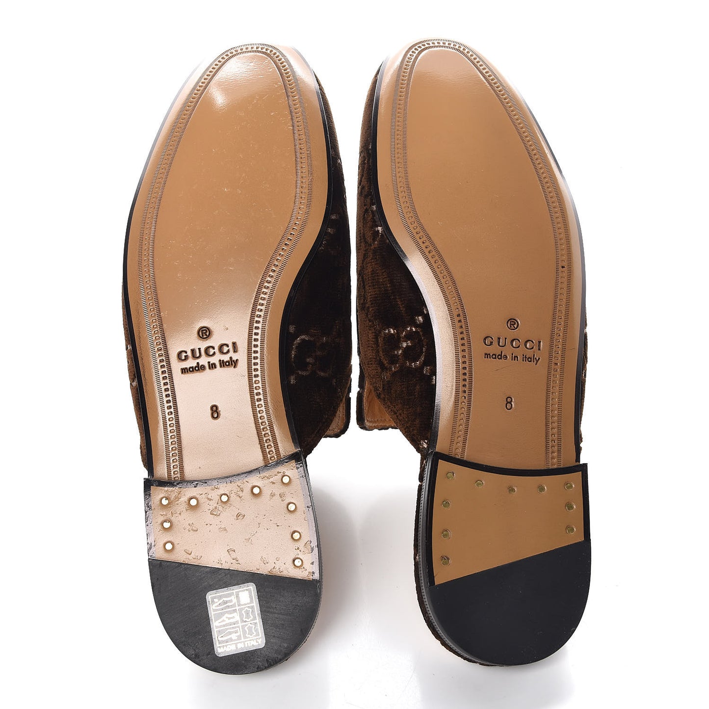 Velvet GG Monogram Mens Princetown Slippers 8 Brown