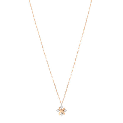 Tiffany 18K Rose Gold Platinum Diamond Schlumberger Lynn Pendant Necklace 1 of 5