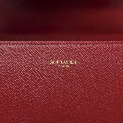 Saint Laurent Grain de Poudre Mini Classic Monogram Cassandra Top Handle Red 6 of 9