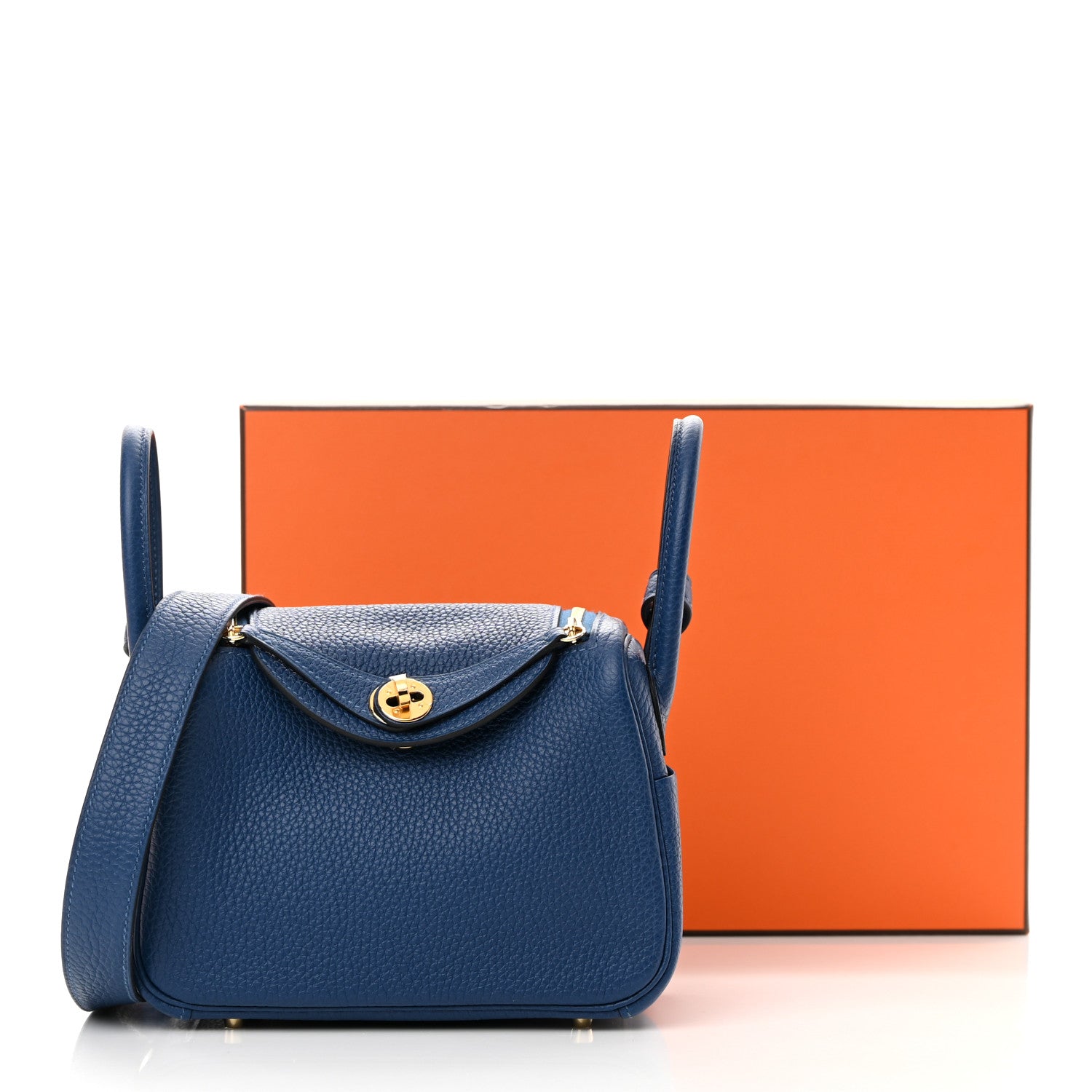 Hermes Taurillon Clemence Mini Lindy 20 Deep Bleu 11 of 11