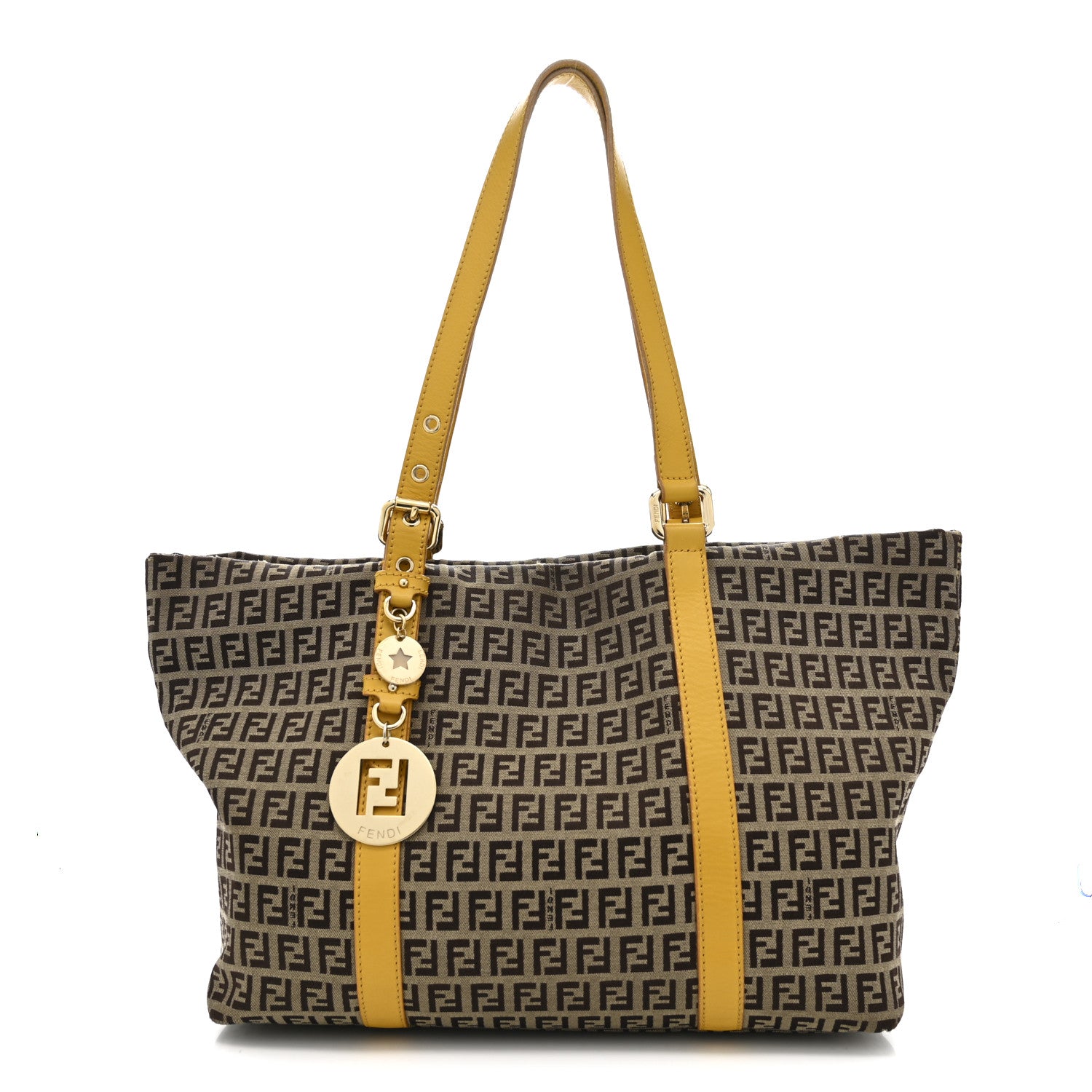 Fendi Zucchino Charm Large Shopper Tote Yellow 1 of 18