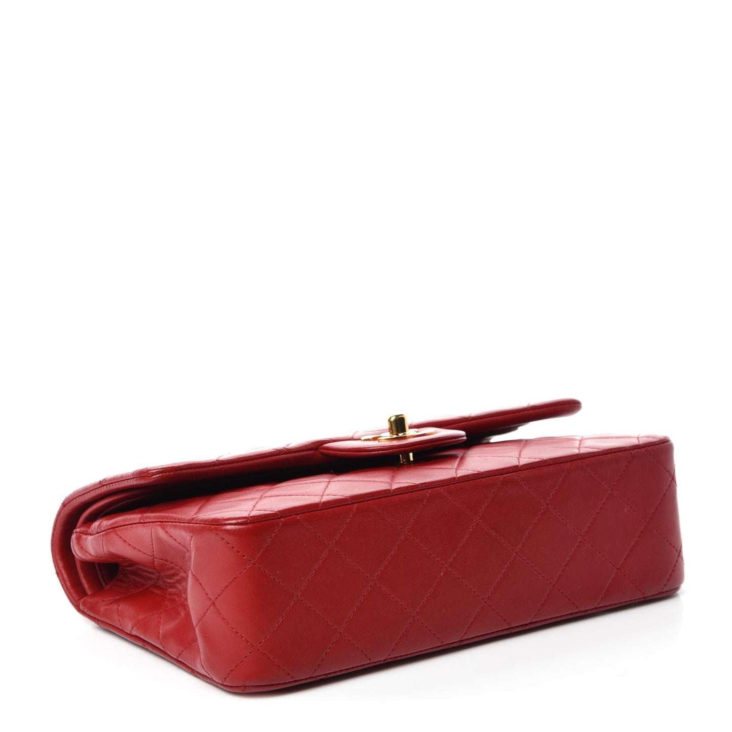 Lambskin Quilted Medium Double Flap Red