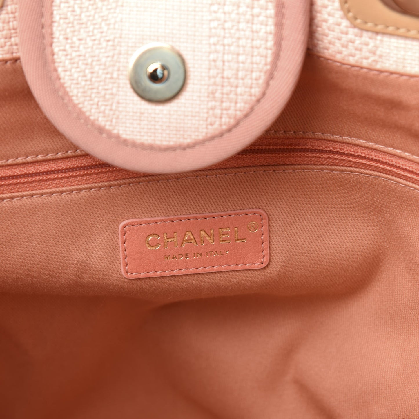 Straw Raffia Calfskin Striped Medium Deauville Tote Light Pink