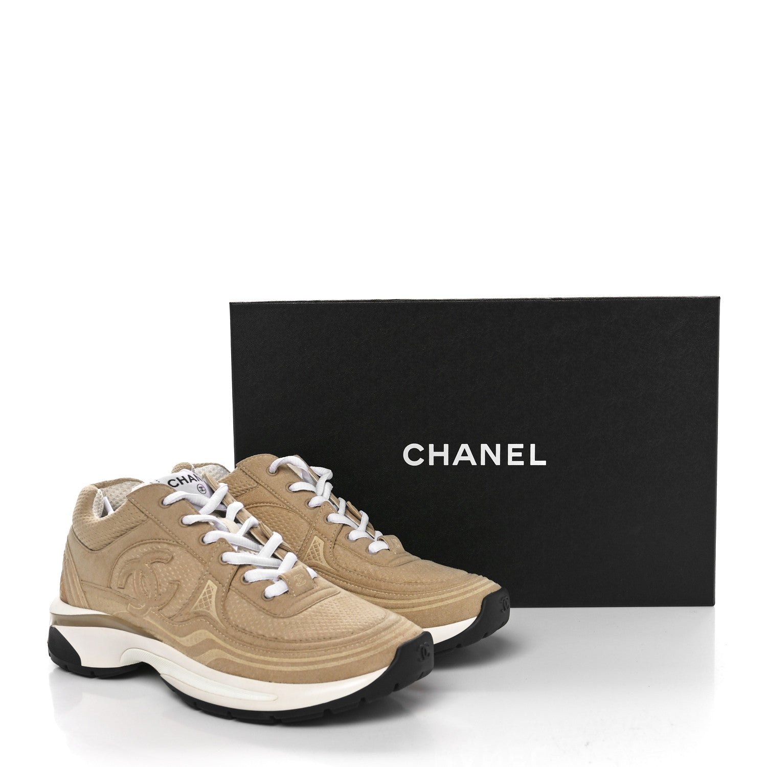 Chanel Fabric CC Womens Sneakers 36.5 Light Beige 9 of 9