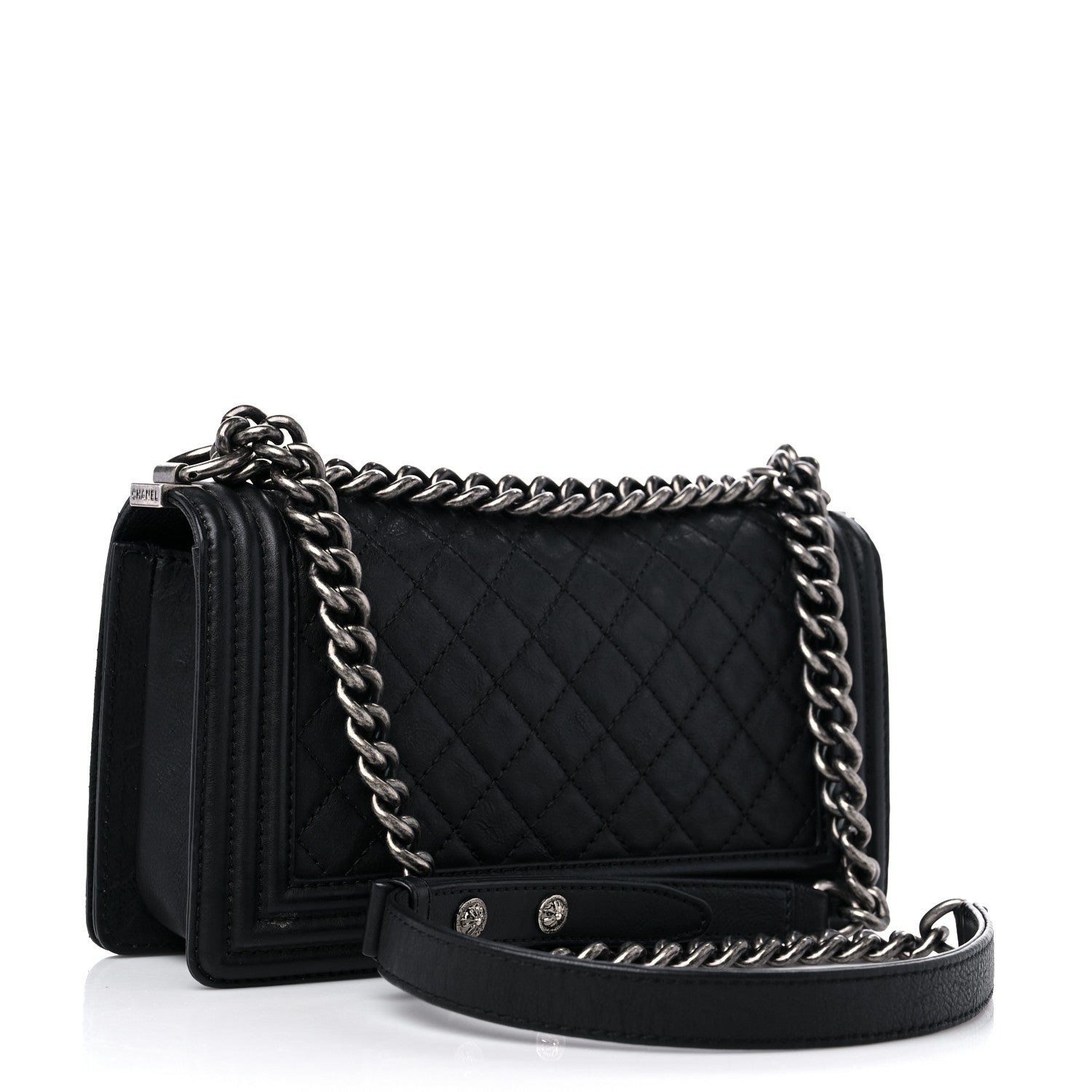 Chanel Calfskin Quilted Metal Embellished Paris Dallas Medium Boy Flap Black 3 of 15