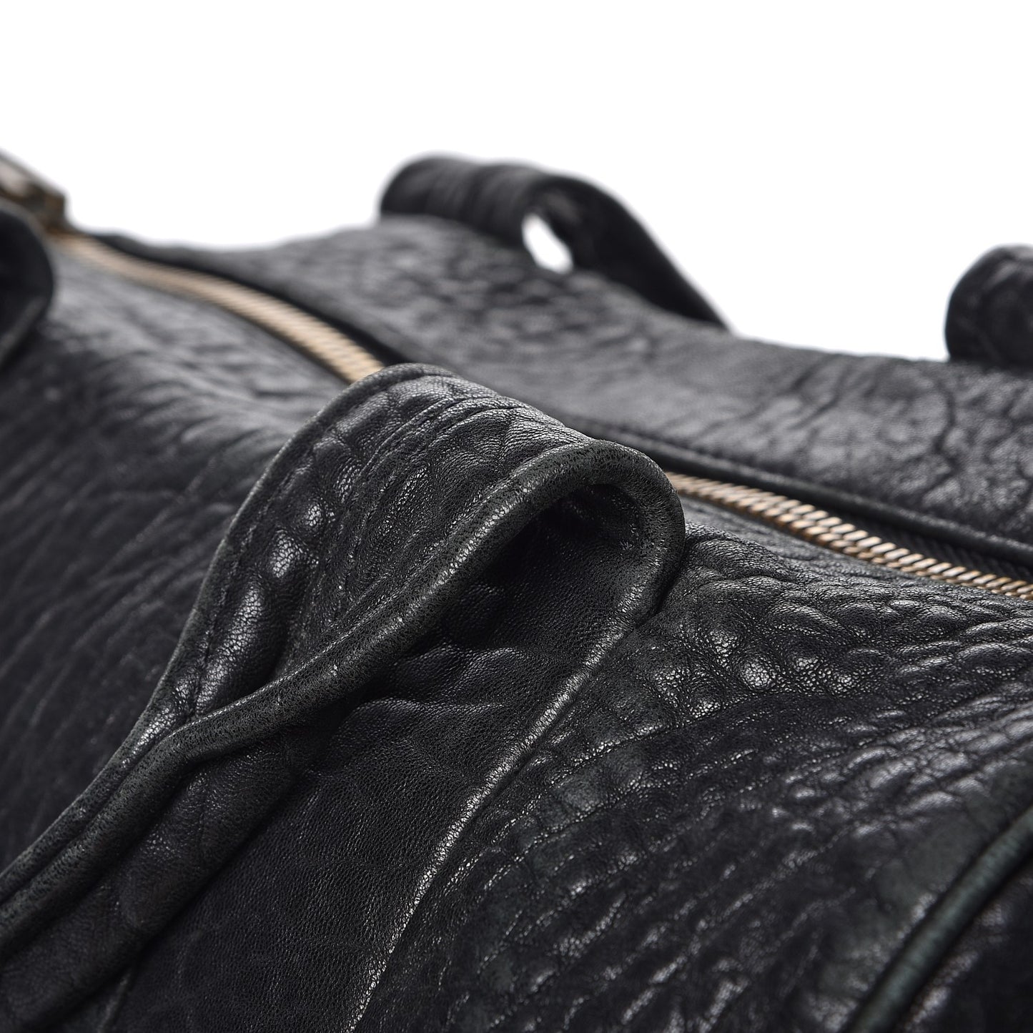 Pebbled Lambskin Rocco Black Antique Brass Hardware