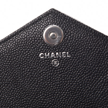 Chanel Caviar Chevron Quilted Square Wallet On Chain WOC Black 6 of 9