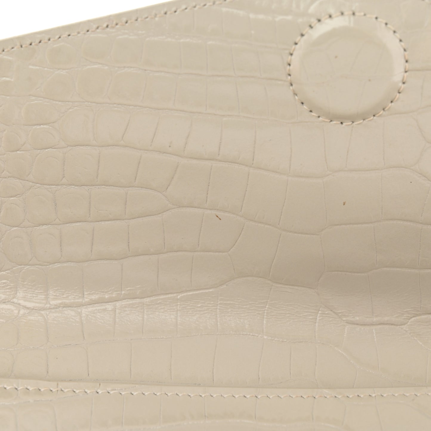 Calfskin Crocodile Embossed Uptown Monogram Pouch Crema Soft