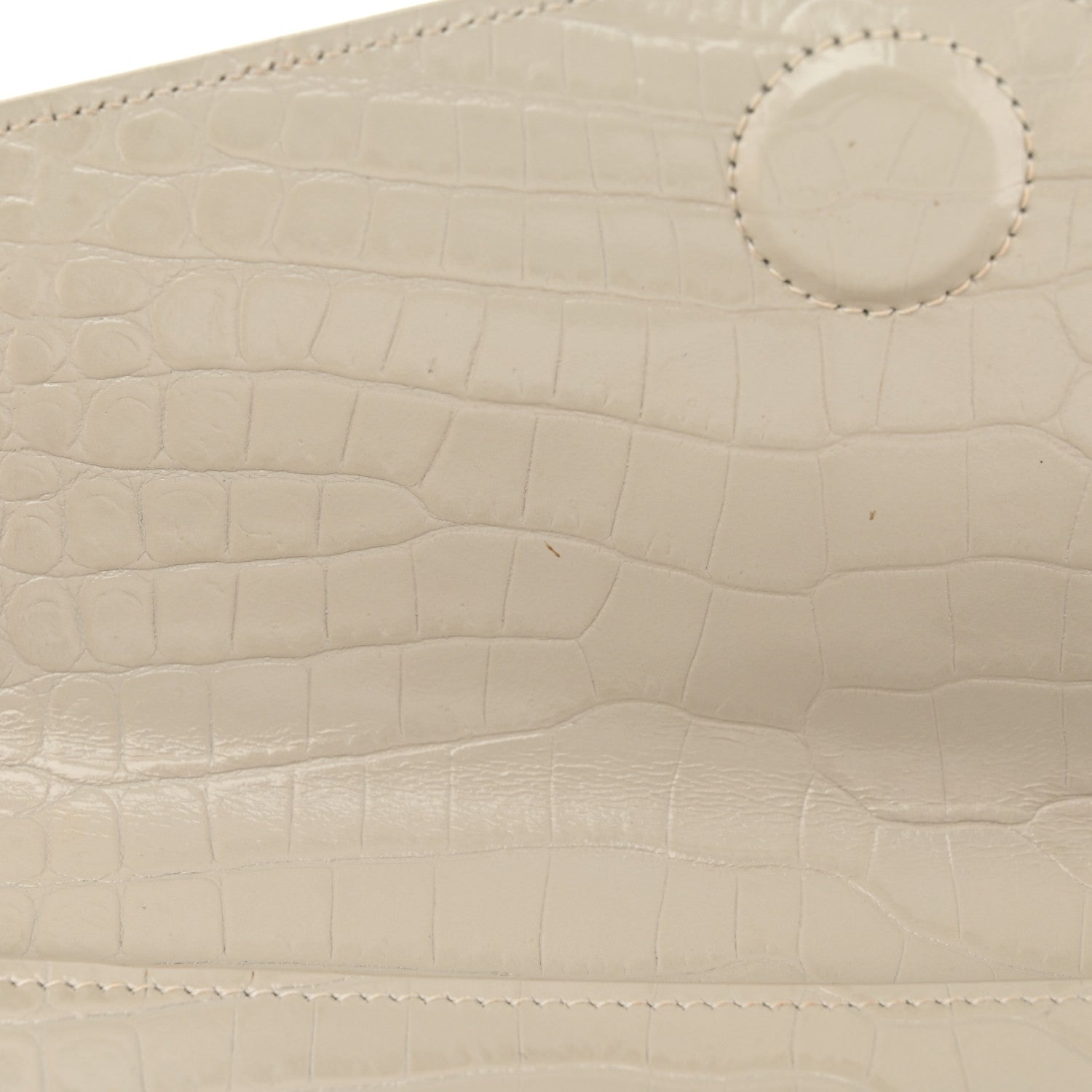 Saint Laurent Calfskin Crocodile Embossed Uptown Monogram Pouch Crema Soft 10 of 13