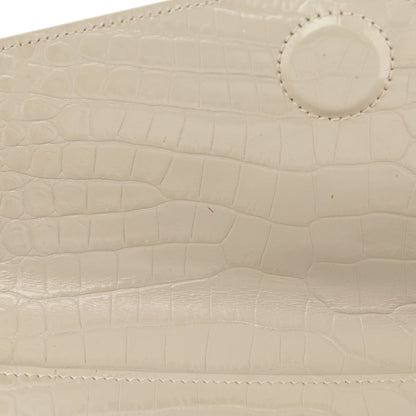 Saint Laurent Calfskin Crocodile Embossed Uptown Monogram Pouch Crema Soft 10 of 13