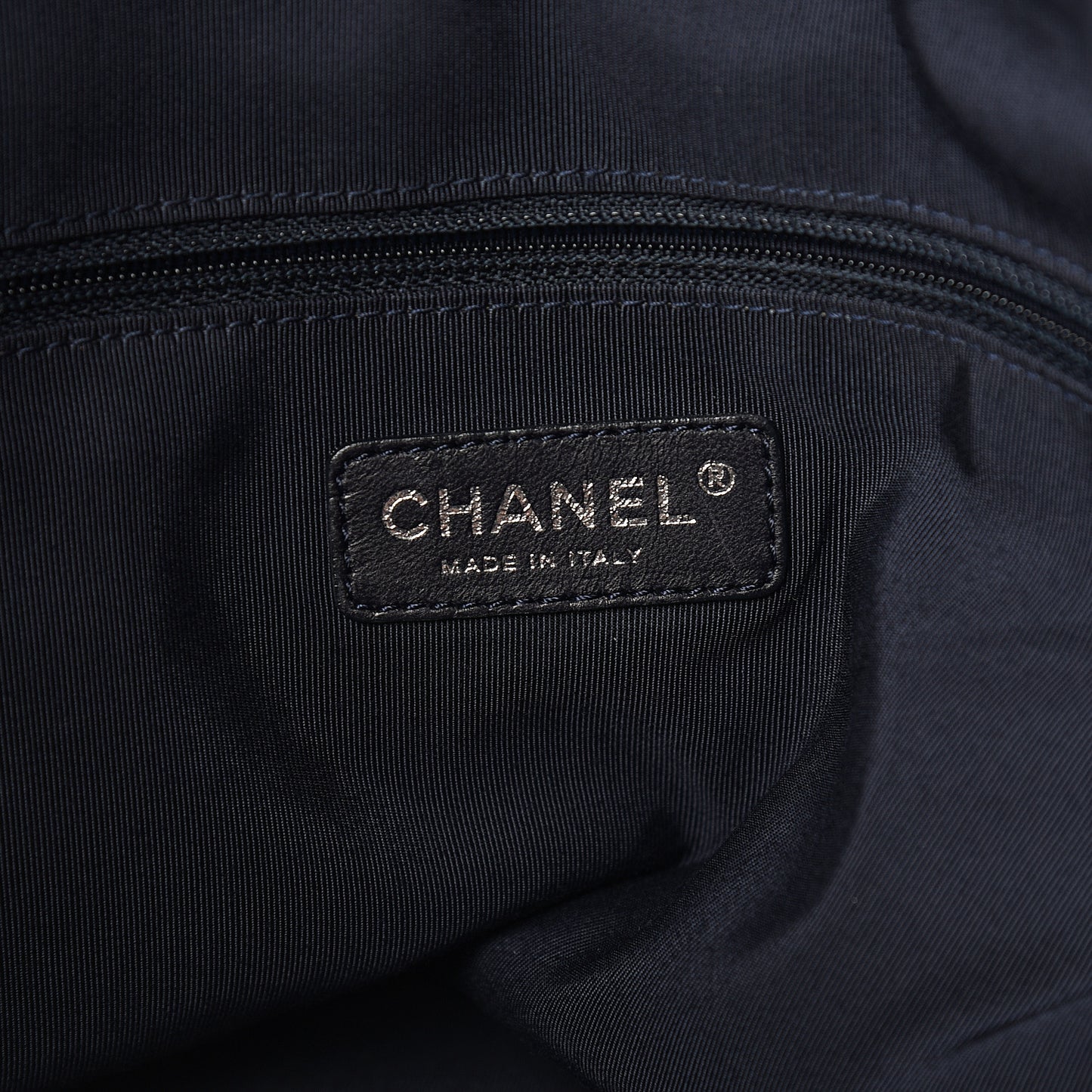 Lambskin Quilted Lido Shopping Tote Dark Navy Blue