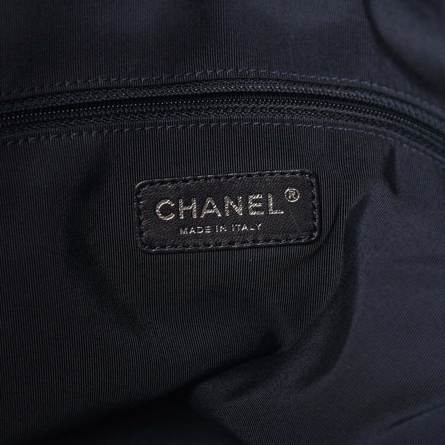 Chanel Lambskin Quilted Lido Shopping Tote Dark Navy Blue 5 of 12