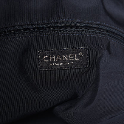Chanel Lambskin Quilted Lido Shopping Tote Dark Navy Blue 5 of 12
