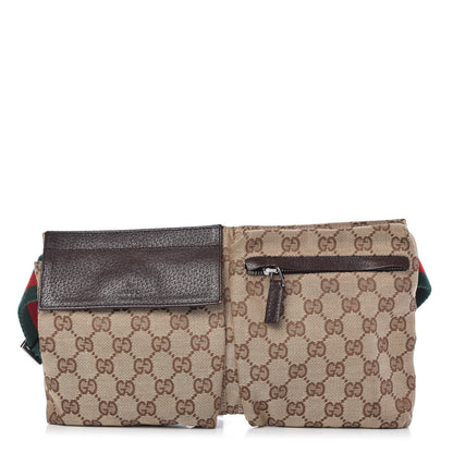Gucci GG Monogram Double Pocket Belt Bag Dark Brown 1 of 10