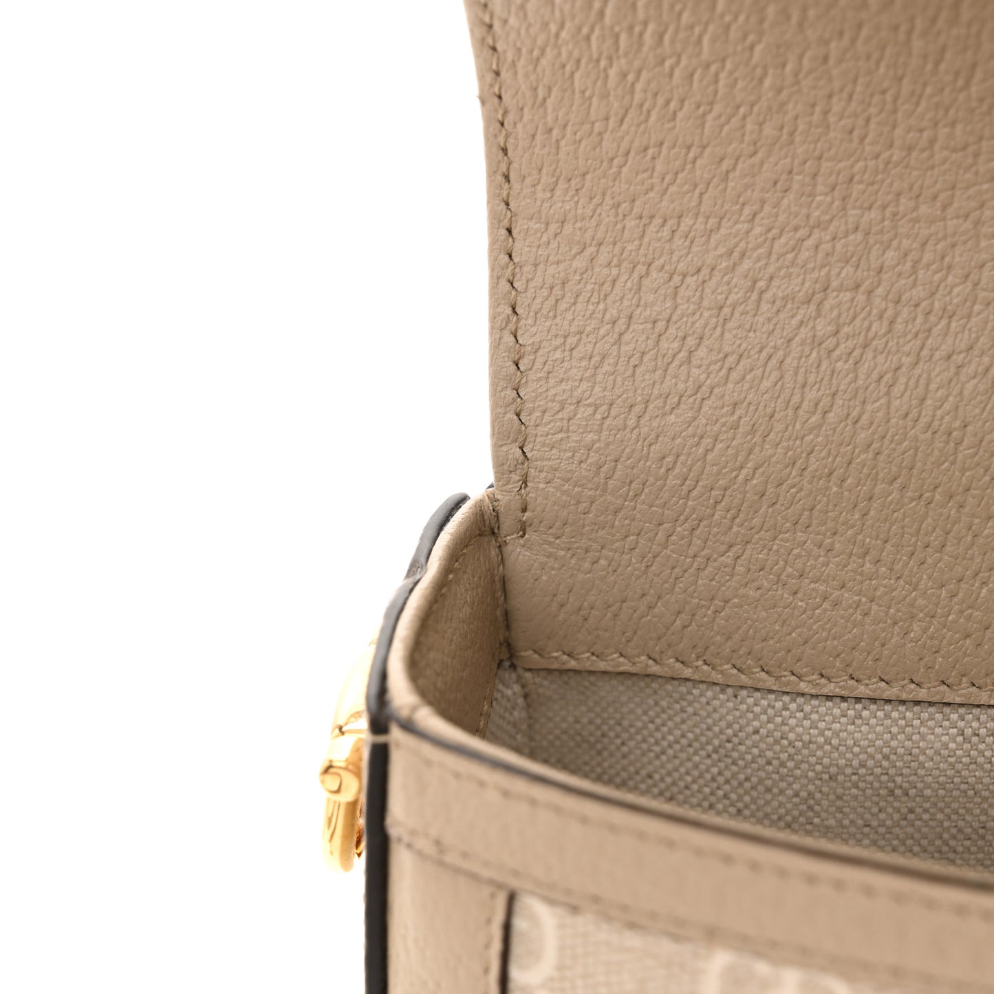 GG Supreme Monogram Textured Dollar Calfskin Web Mini Horsebit 1955 Shoulder Bag Beige Mystic White Oatmeal