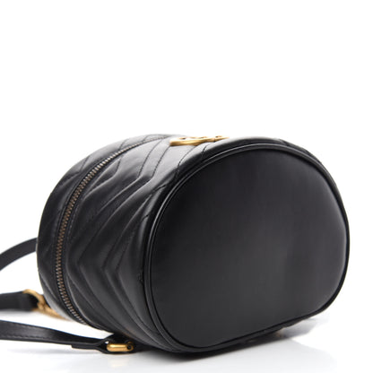Gucci Calfskin Matelasse Mini GG Marmont Round Backpack Black 4 of 11