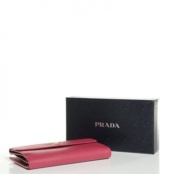 Prada Saffiano Metal Continental Wallet Ibisco 4 of 12