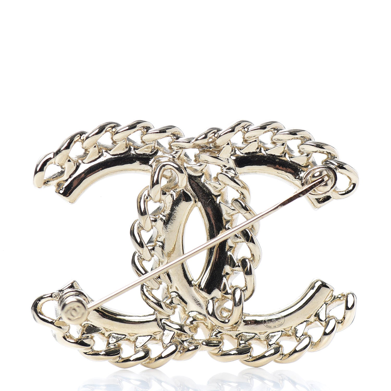 Chanel Crystal Chain CC Brooch Gold 3 of 5