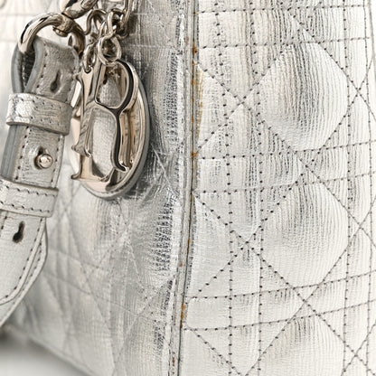 Christian Dior Metallic Grained Calfskin Cannage Small Lucky Badges My Lady Dior Silver 15 of 16
