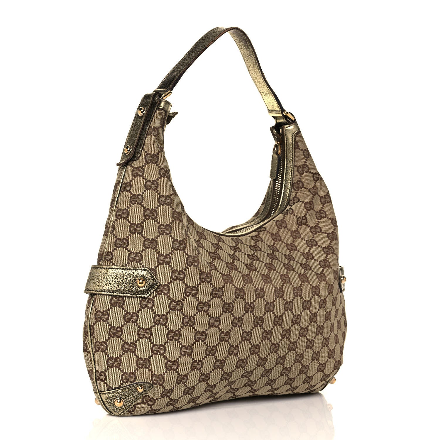 Gucci Metallic Monogram Horsebit Chain Hobo Gold 3 of 12