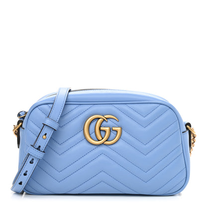 Gucci Calfskin Matelasse Small GG Marmont Chain Shoulder Bag Clear Sky Blue 1 of 10