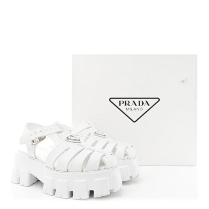 Prada Foam Rubber Metal Triangle Logo Monolith 55mm Cage Sandals 35 White 11 of 11