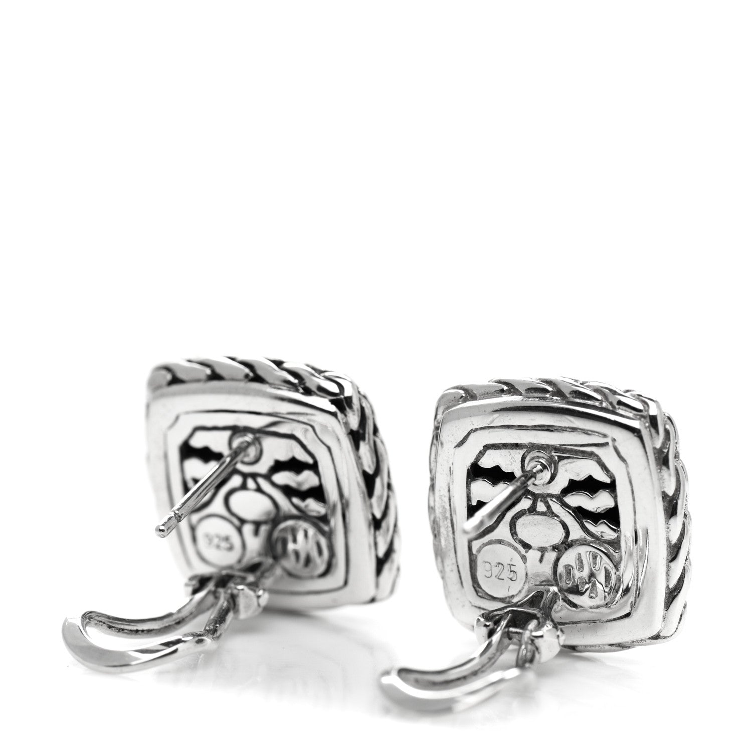 John Hardy Sterling Silver Classic Chain Square Hammered Stud Earrings 4 of 4