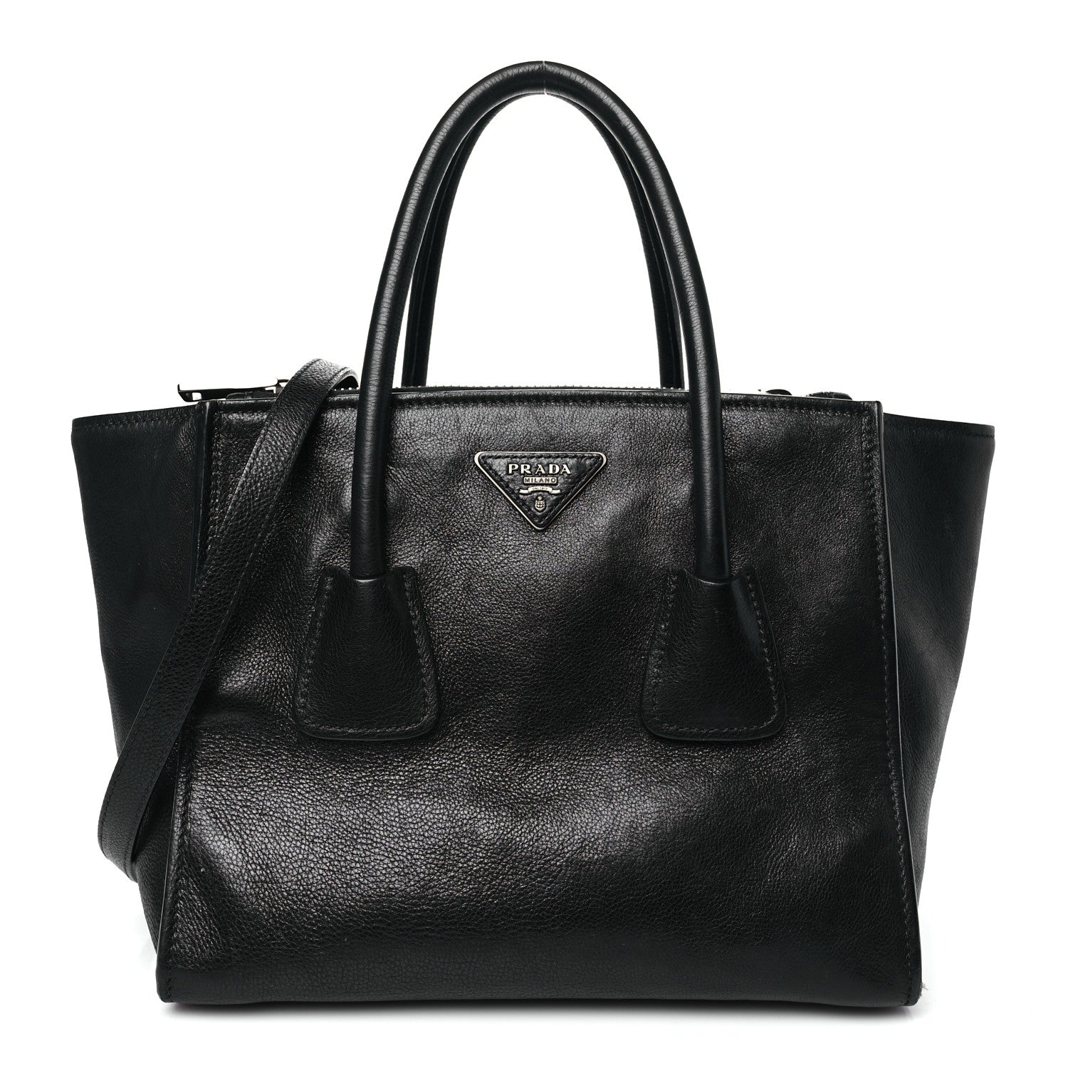 Prada Glace Calf Twin Pocket Tote Black 1 of 12