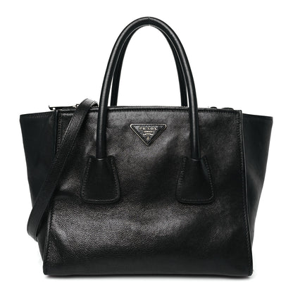 Prada Glace Calf Twin Pocket Tote Black 1 of 12
