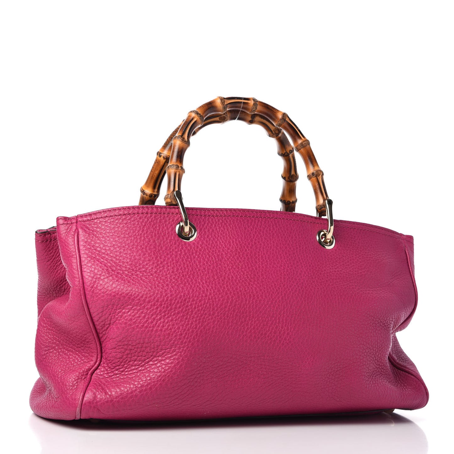 Pebbled Calfskin Medium Bamboo Shopper Tote Bright Bougainvillea