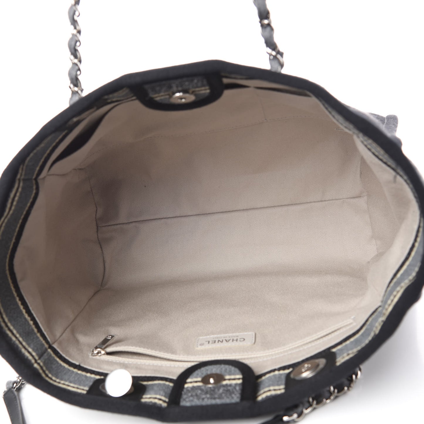 Striped Canvas Small Deauville Tote Grey Black