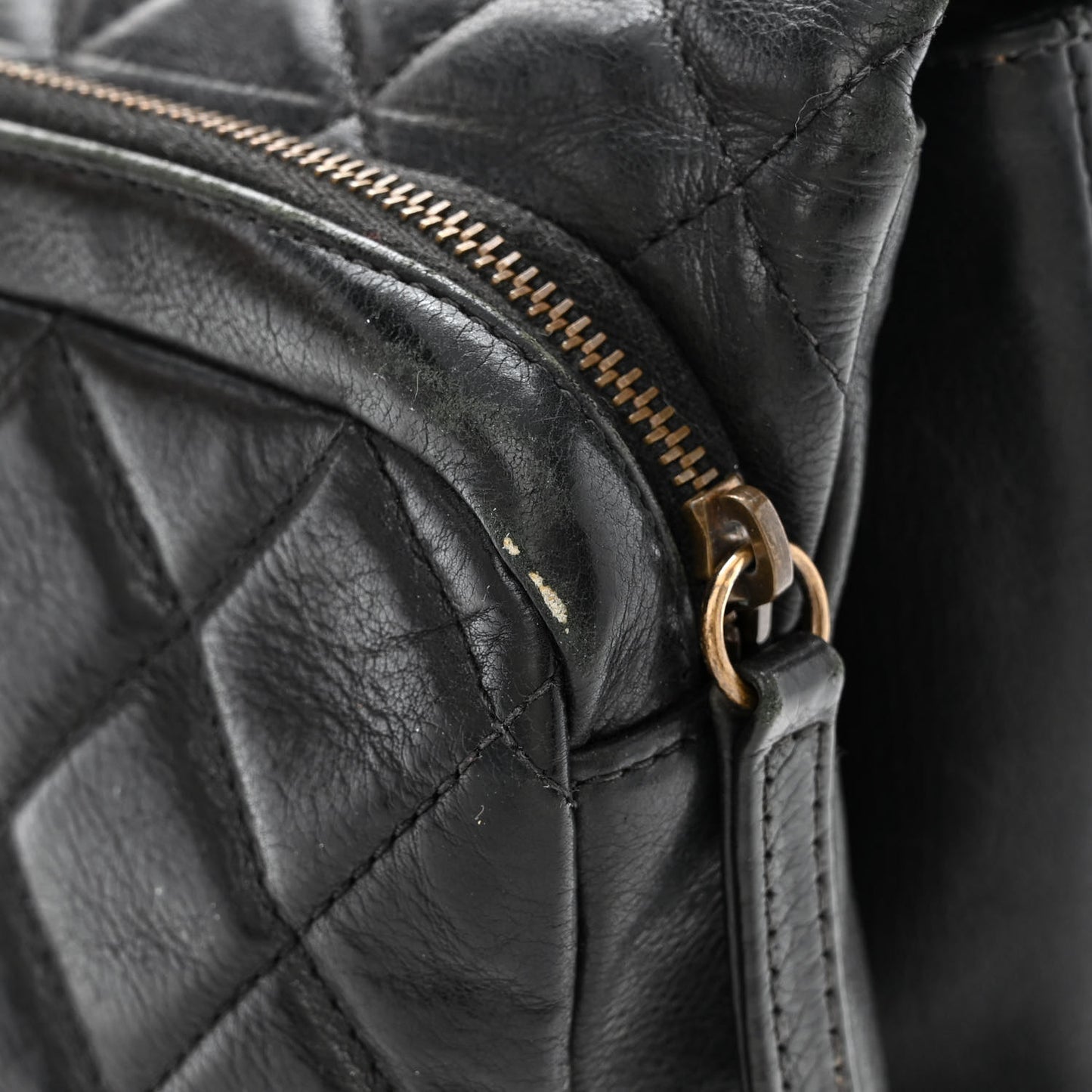 Calfskin Quilted Medium CC Crown Flap Black