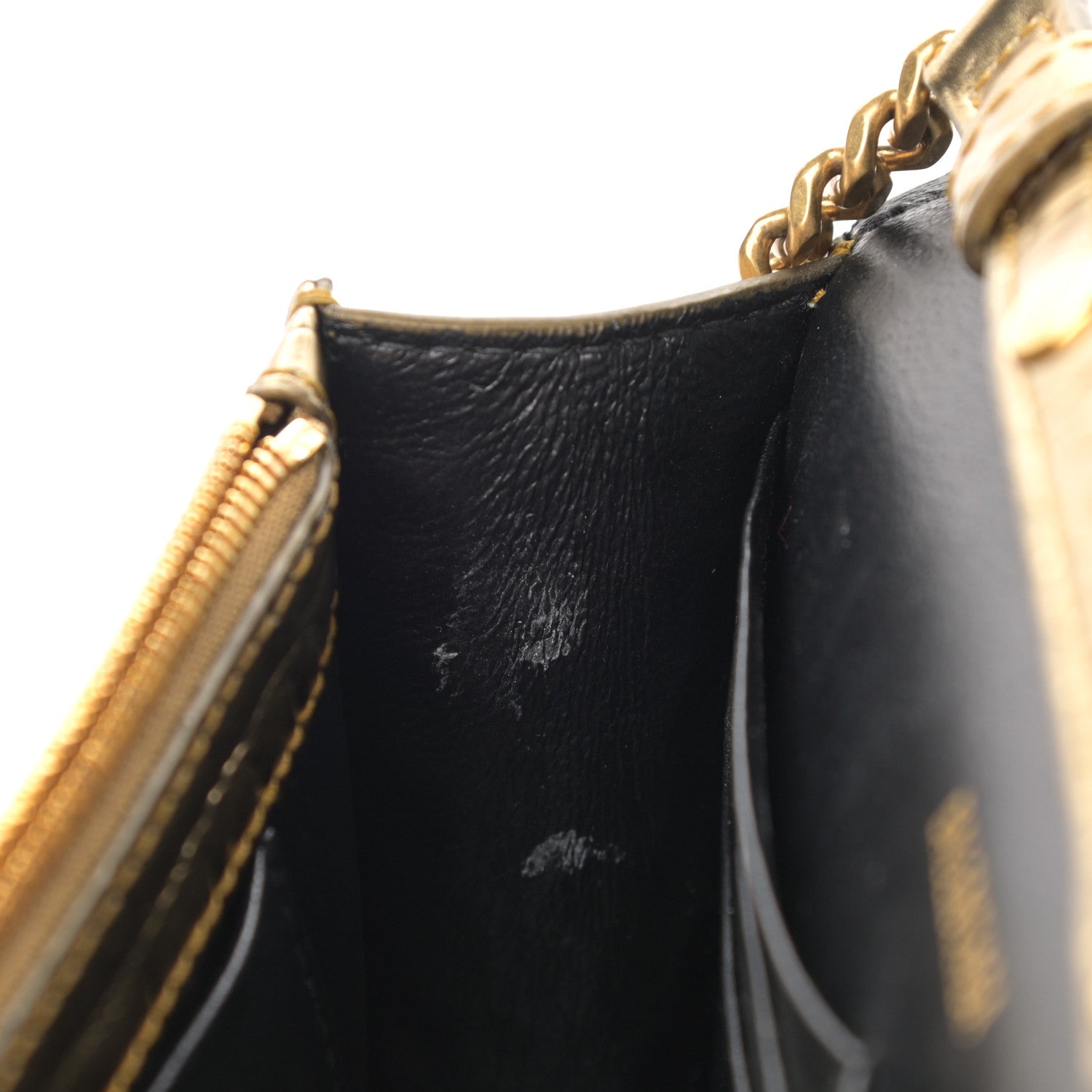 Balenciaga Metallic Calfskin Crocodile Embossed Hourglass Chain Bag Gold 19 of 25