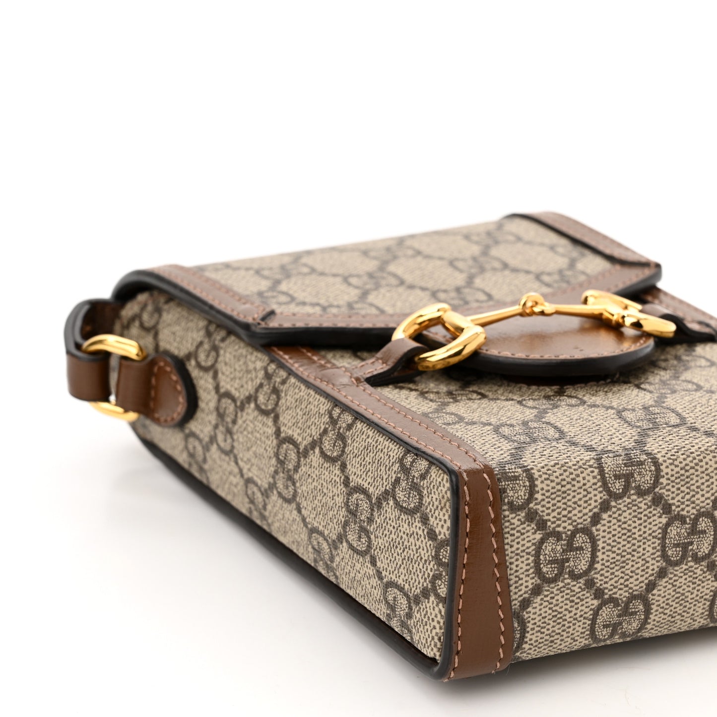 GG Supreme Monogram Mini Horsebit 1955 Crossbody Bag Beige Brown Sugar