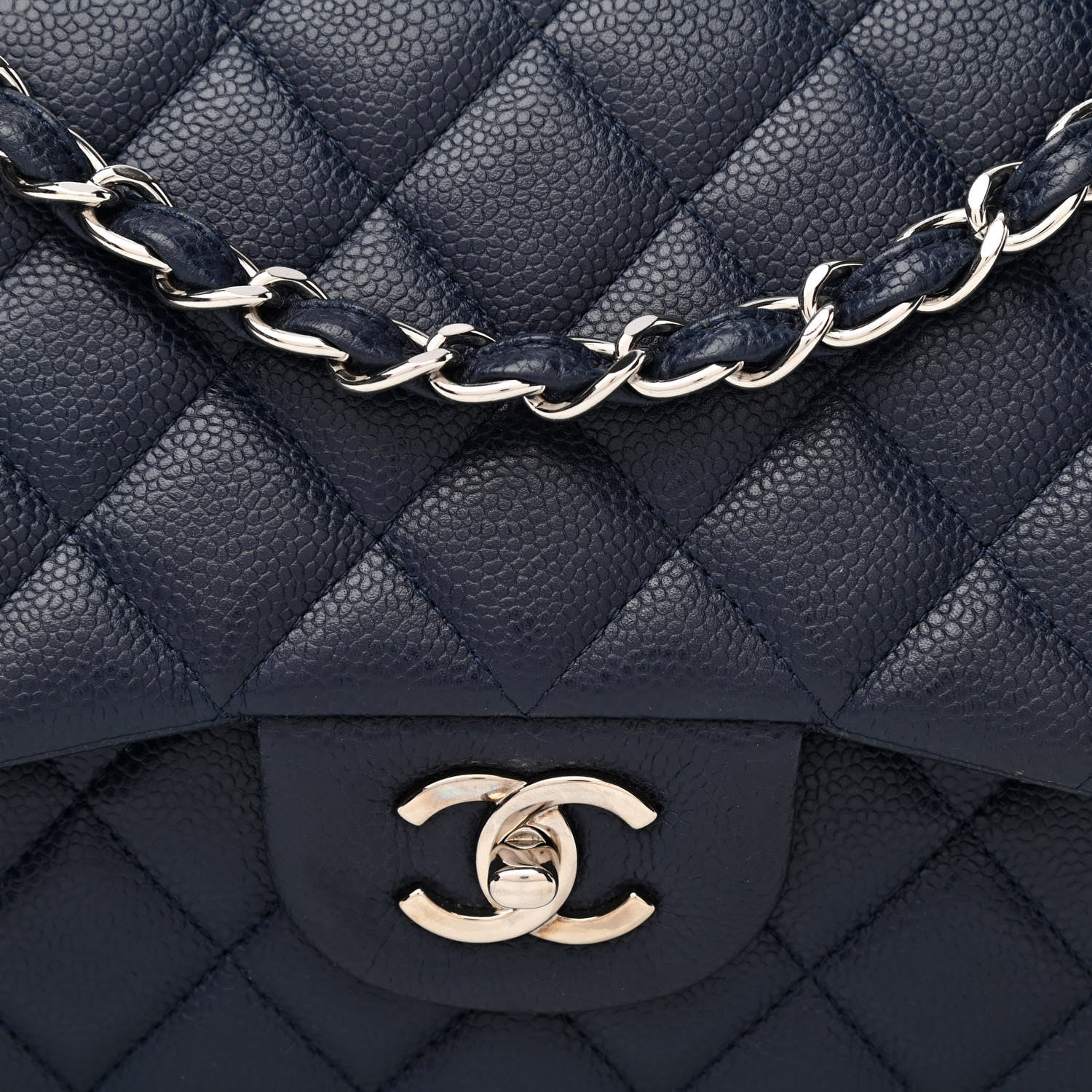 Chanel Caviar Quilted Jumbo Double Flap Navy Blue 8 of 10