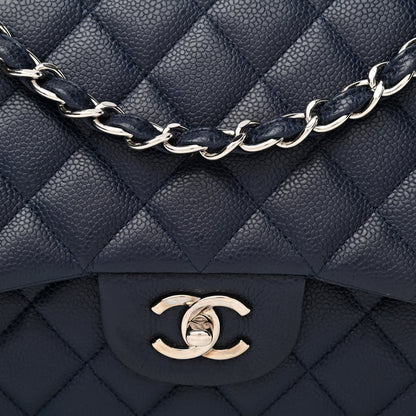 Chanel Caviar Quilted Jumbo Double Flap Navy Blue 8 of 10