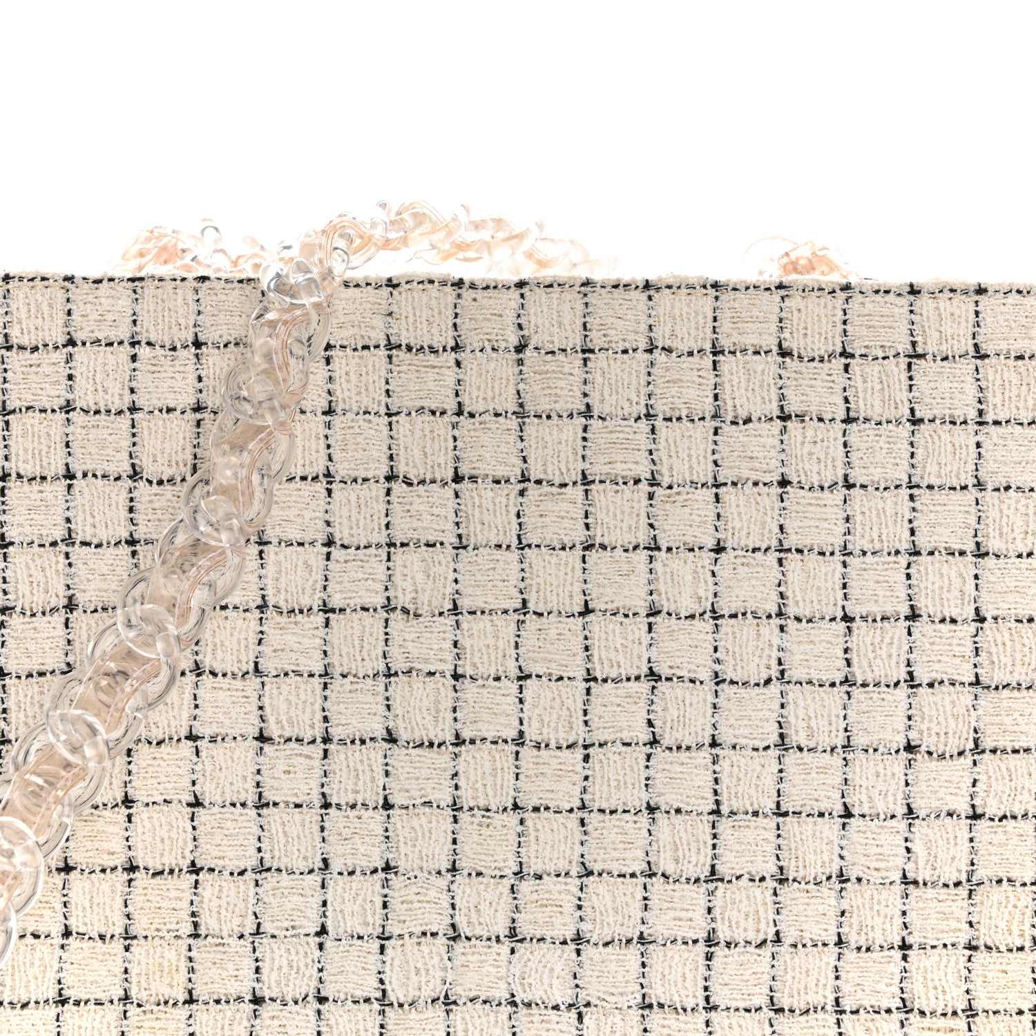 Chanel Tweed Resin Small Zipped Shopping Bag White Black 8 of 14