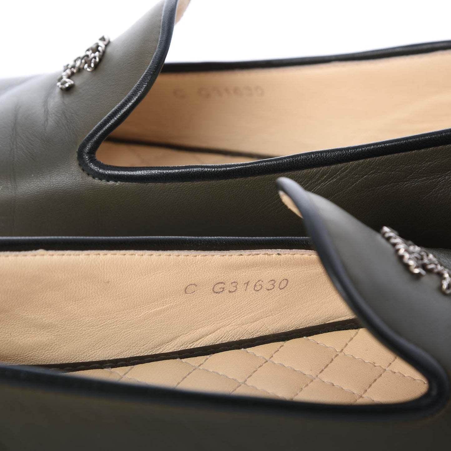 Lambskin CC Mocassin Loafers 40 Khaki