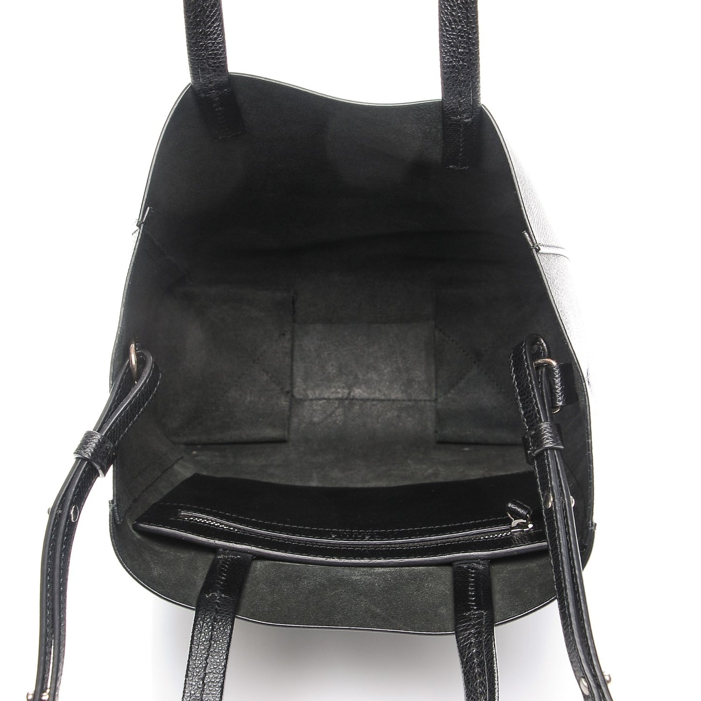 Grained Calfskin Small Vertical Cabas Black
