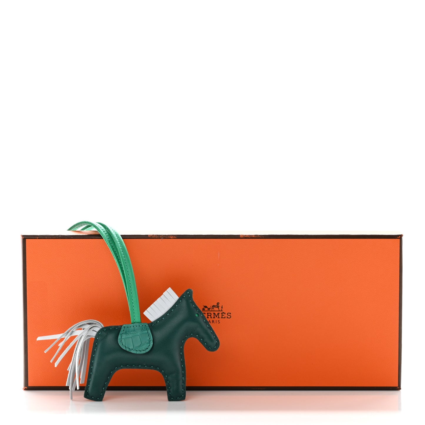 Milo Lambskin Matte Alligator Touch Grigri Rodeo Horse Bag Charm PM Malachite Menthe Bleu Brume Very Jade