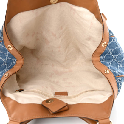 Gucci Denim Monogram Medium Sukey Tote Blue 5 of 19