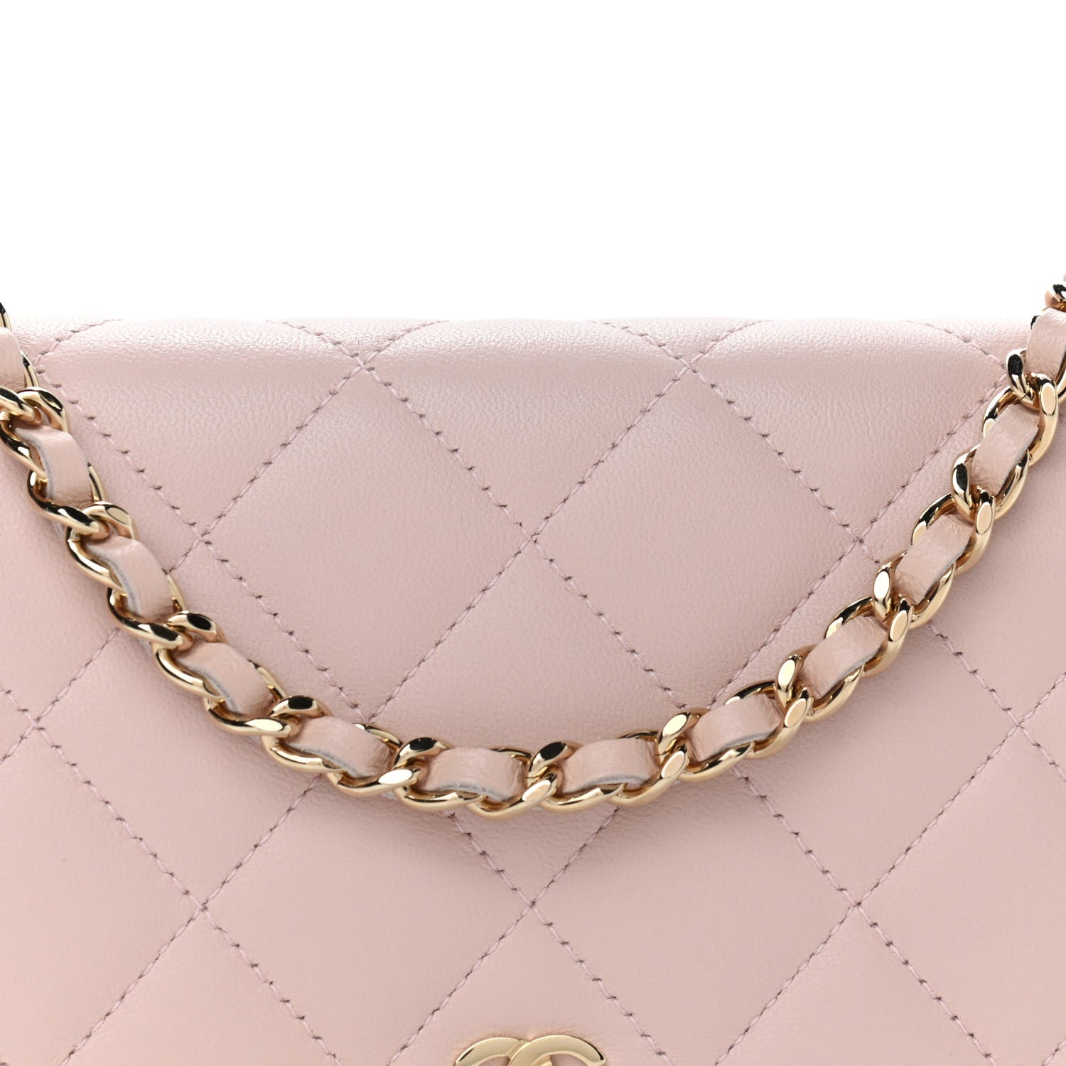 Chanel Lambskin Quilted Wallet On Chain WOC Light Pink 9 of 12